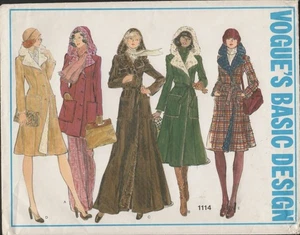 Abrigo boho Vogue's Basic Design 1114 Penny Lane años 70 patrón imitación piel ribete sin cortar - Imagen 1 de 6