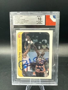 1986-87 Fleer PATRICK EWING #6 Sticker RC Jersey Fusion HOF BGS 10 Auto GU Patch - Picture 1 of 2