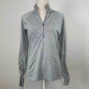 Lucy grauer 3/4-Reißverschluss Pullover gerafft Langarm Damen Größe Small Daumenlöcher - Bild 1 von 10
