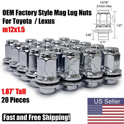 20 tuercas cromadas estilo fábrica OEM 12x1,5 Mag 1,87" de largo para Toyota Supra MR2 Foto 1 de 4