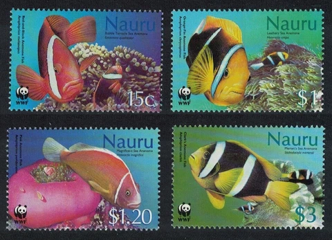 Nauru WWF Anemones Anemonefish Fish 4v 2003 MNH SG#566-569 MI#553-556 Cover