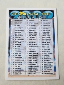 2000 Topps Checkliste 1 von 2 Baseballkarten (blau) - Bild 1 von 2