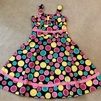 RARE EDITIONS GIRLS SUNDRESS,10, SLEEVELESS, CIRCLES, LINED, BACK ZIP, VERY NICE - Image 1 of 4