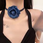 Collarbone Chain Trend Choker Big Rose Flower Women Jeans Cloth Necklace