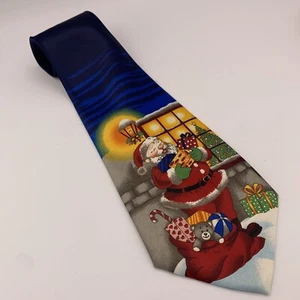 Vintage Rene Chagal Italian Design Necktie 59” Santa Christmas Holiday Tie - Picture 1 of 3