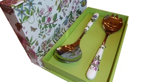 Portmeirion Botanic Garden Salad Server Set Spoon and Fork - Picture 1 of 7