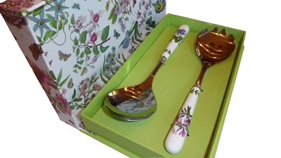 Portmeirion Botanic Garden Salad Server Set Spoon and Fork - Image 1 of 4