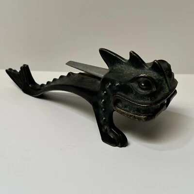 ALFRED DUNHILL ESCULTURA DE BRONCE RESPIRACIÓN DE FUEGO DRAGÓN ENCENDEDOR METAL ALEMANIA ANTIGUO Foto 1 de 4