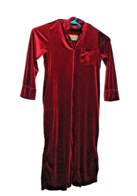 Womens Ralph Lauren Burgundy Wine Zipper Robe Full Length Velvet Pockets Size S - Image 1 of 4