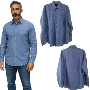 Nicole Miller Men’s Blue Button Up Long Sleeve Career Casual Shirt – Size XL - Picture 1 of 18
