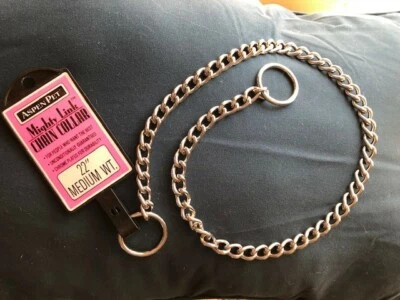 Dog Training Collar Chain ASPEN PET Medium Wt.Chrome Stainless Steel Collar 22"  - Image 1 of 4
