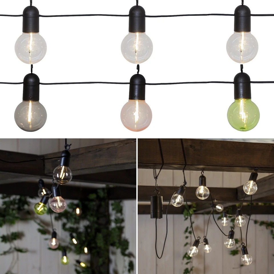 LED Party Lichterkette "FIESTA" 10 Kugeln mit TIMER Batterie-Betrieb für Außen - Bild 1 von 1