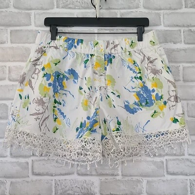 Anthropologie цветочный хлопок шорты кружева бахрома Cottagecore кокетка средний - Изображение 1 из 4