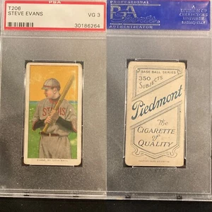 T206 Steve Evans PSA 3 en muy buena condición St. Louis Piedmont 350/25 *Bonito centrado y sin pliegues - Imagen 1 de 8