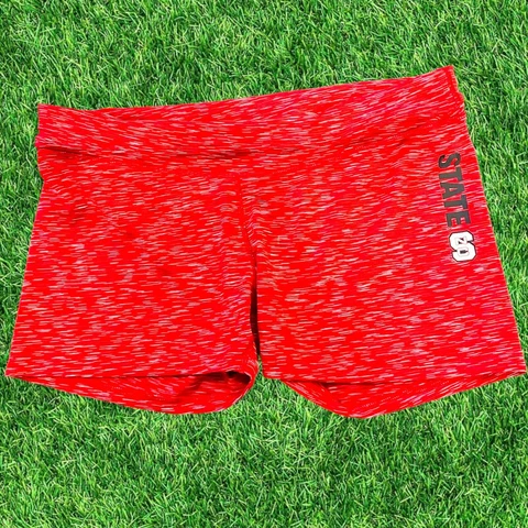 NC State Wolf Pack zoozatz Shorts Women's XL. Red Striped Folded Waist Cover
