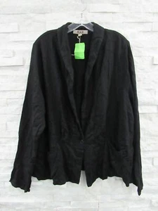 NWT FLAX Black Fluid Rayon Crepe Single Button Dreamed Jacket 1G 1X Lagenlook - Picture 1 of 7