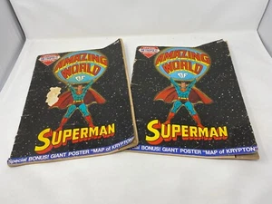 Vintage 1973 Lot 2 Amazing World Of Superman W/Giant Poster Map Of Krypton Rare - Bild 1 von 7
