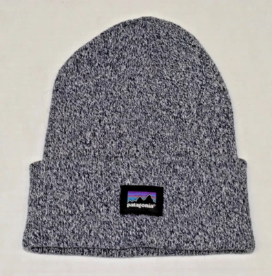 Knit Cap Beanie Patagonia One Size Navy Blue White Weave Front Logo Soft Lined - Image 1 of 4