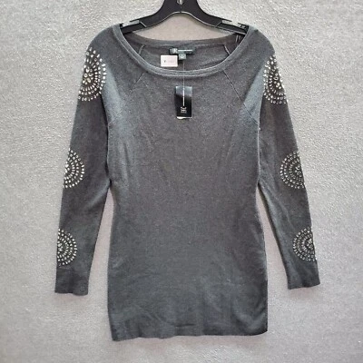 INC International Concepts Women Dress Small Gray Mini Sweater Rhinestones NWT - Image 1 of 4