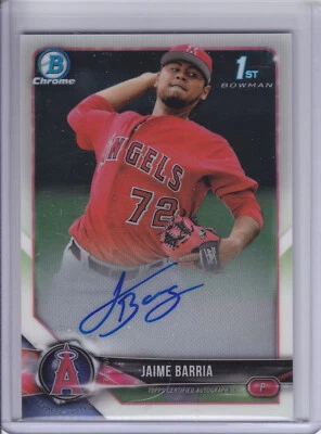 Jaime Barria 2018 Bowman Draft Chrome 1st RC Rookie Auto Los Angeles Angels Foto 1 de 2