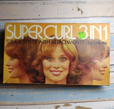 Cuidado y peinado del cabello Gillette Super Curl 3 en 1 styler de vapor vintage años 70 funciona Foto 1 de 4