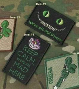AFSOC PEDRO PJ PARARESCUE COMBAT RESCUE velkrö CHESHIRE CAT + WE'RE ALL MAD HERE - Picture 1 of 12