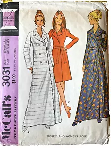 McCall's Pattern 3031 Misses' Robe Sz Sm 8-10 Cut Complete - Picture 1 of 1