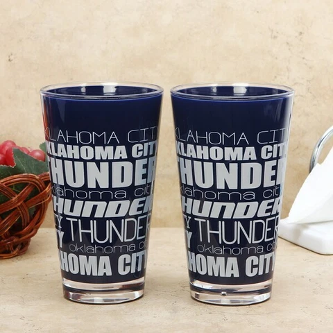 Oklahoma City Thunder Plastic Color Pint 16oz Insulated Tumblers- NEW Set of 2 Cover