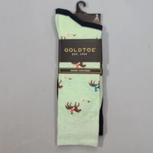 Gold Toe Mens Socks Horse & Dog Mint Green & Navy Blue 2 Pair Pack NEW - Picture 1 of 6
