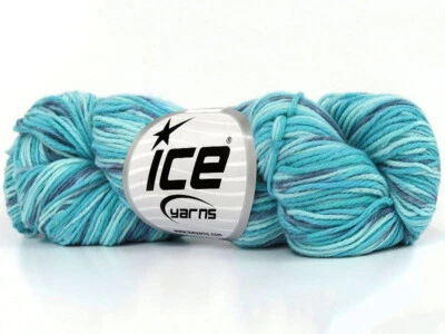 3-Skein Lot Hand Dyed Cashmere Yarn Light 3x100g/225m Turquoise  Grey Shades - Image 1 of 4