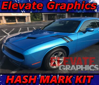 For Dodge Challenger Stripes Side Hash Mark Double Bar Graphics Decals 2008-2023 - Изображение 1 из 4