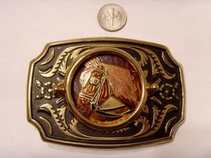 estate western USA america custom horse head rare cloisonne belt buckle 46167 - Picture 1 of 3
