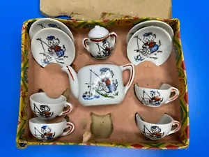 Made in occupied Japan child's tea set with dog fishing (1 MISSING) - Picture 1 of 5