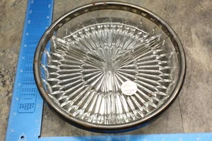 Vintage 9" LEONARD SILVER RIM GLASS DIVIDED SERVING TRAY ITALY RACK - Picture 1 of 8
