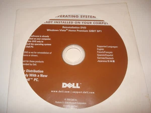 Dell Operating System Reinstallation DVD Windows Vista Home Premium 32Bit SP1 - Picture 1 of 2