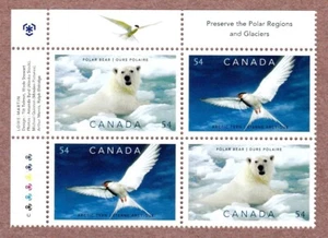 CANADA #2326-2327 MNH POLAR BEAR & ARCTIC TERN (UL CORNER BLOCK) - Foto 1 di 1