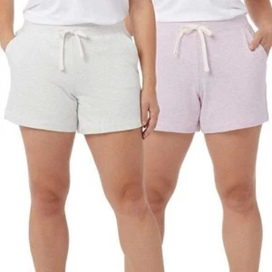 32 DEGREES Cool Women's 2-Pack Pull on Shorts Heather White/Smokey Grape Large - Picture 1 of 6