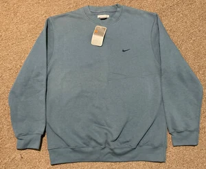 Vintage 2002 Y2K Large Nike grau silber Etikett Mini Swoosh Rundhalsausschnitt Sweatshirt neu mit Etikett - Bild 1 von 10