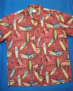 Top Marken Hawaii Aloha Hemd Woody Cars & Surfboards rot Reverse Gr.2XL - Bild 1 von 8