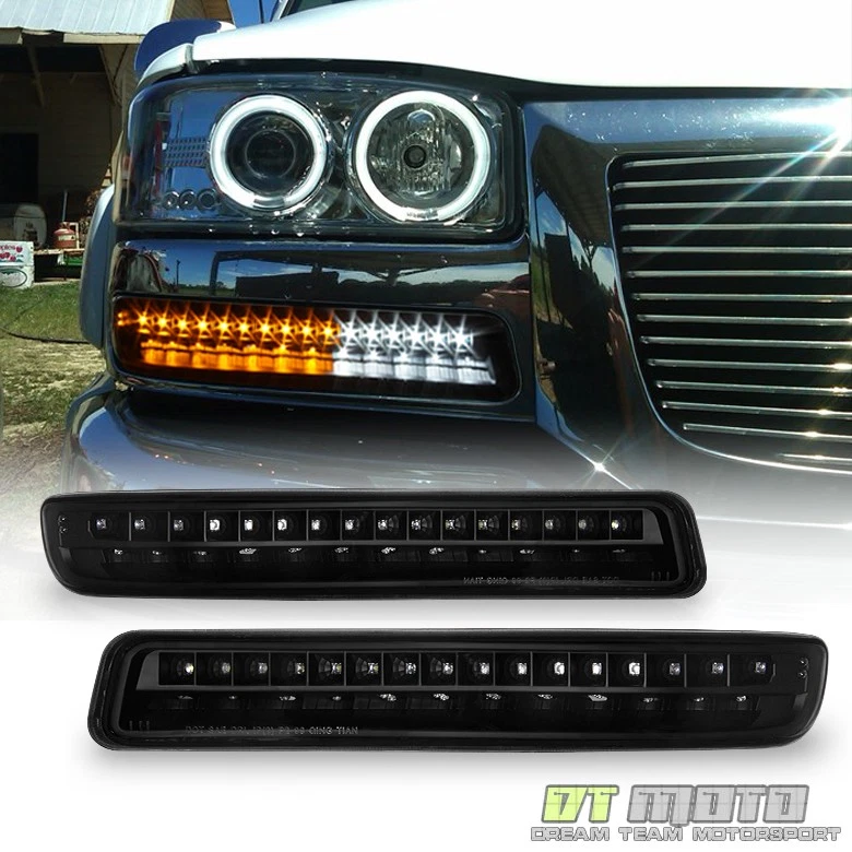 Blk LED Design 1999-2006 GMC Sierra Yukon Signal Lamps DRL Parking Bumper Lights - Image 1 of 1