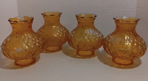 "4 cortinas de chimenea Hurricane de vidrio acolchado ámbar de mediados de siglo vintage 2-7/8"" ajustadoras" - Imagen 1 de 12