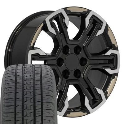 OE Wheels CV65 20x9 Two-Toned Wheels & 275/55R20 Bridgestone Tires Set 6X139.7 - Image 1 of 4