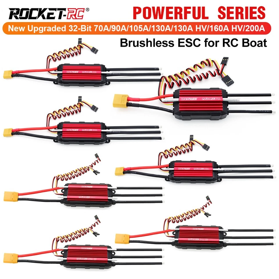 ROCKET-RC POWERFUL 32Bit Brushless ESC 70A/90A/105A/130A Wasserdicht für RC Boot - Bild 1 von 4