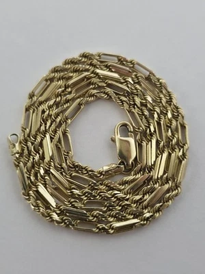 HMS Hombres Mujeres Italia So1id Real Oro Amarillo 14K Cuerda Cadena Collar 18 pulgadas 8gr Foto 1 de 4