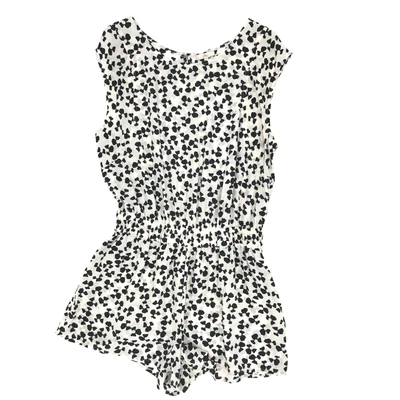 Mameluco Joie Blanco Negro Estampado Floral Seda Manga Gorra Talla S Foto 1 de 4