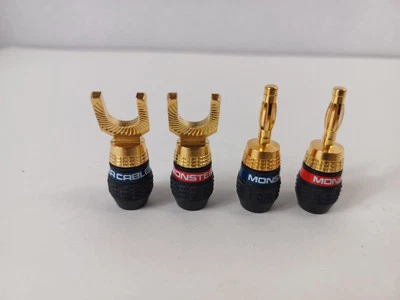 Terminación de cable de altavoz Monster Quick Lock dorado pala en ángulo y banana Foto 1 de 4