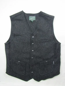 Vtg Woolrich Wool Hunting Utility Vest Medium M Dark Gray Black Buckleback Nice! - Picture 1 of 10