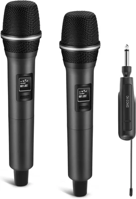 Wireless Microphones, Dual Handheld Dynamic Mic with Ultra-Stable Rechargeable R - Image 1 of 4