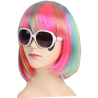 Fashion Colorful Short Straight Halloween Wigs Women Girls Replacement Cosplay C - Image 1 of 4