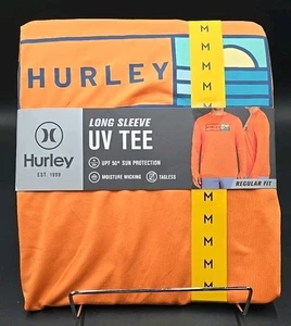 Hurley UV Tee M Orange  Long Sleeve Sun Protection Moisture Wick Mens Shirt - Picture 1 of 1